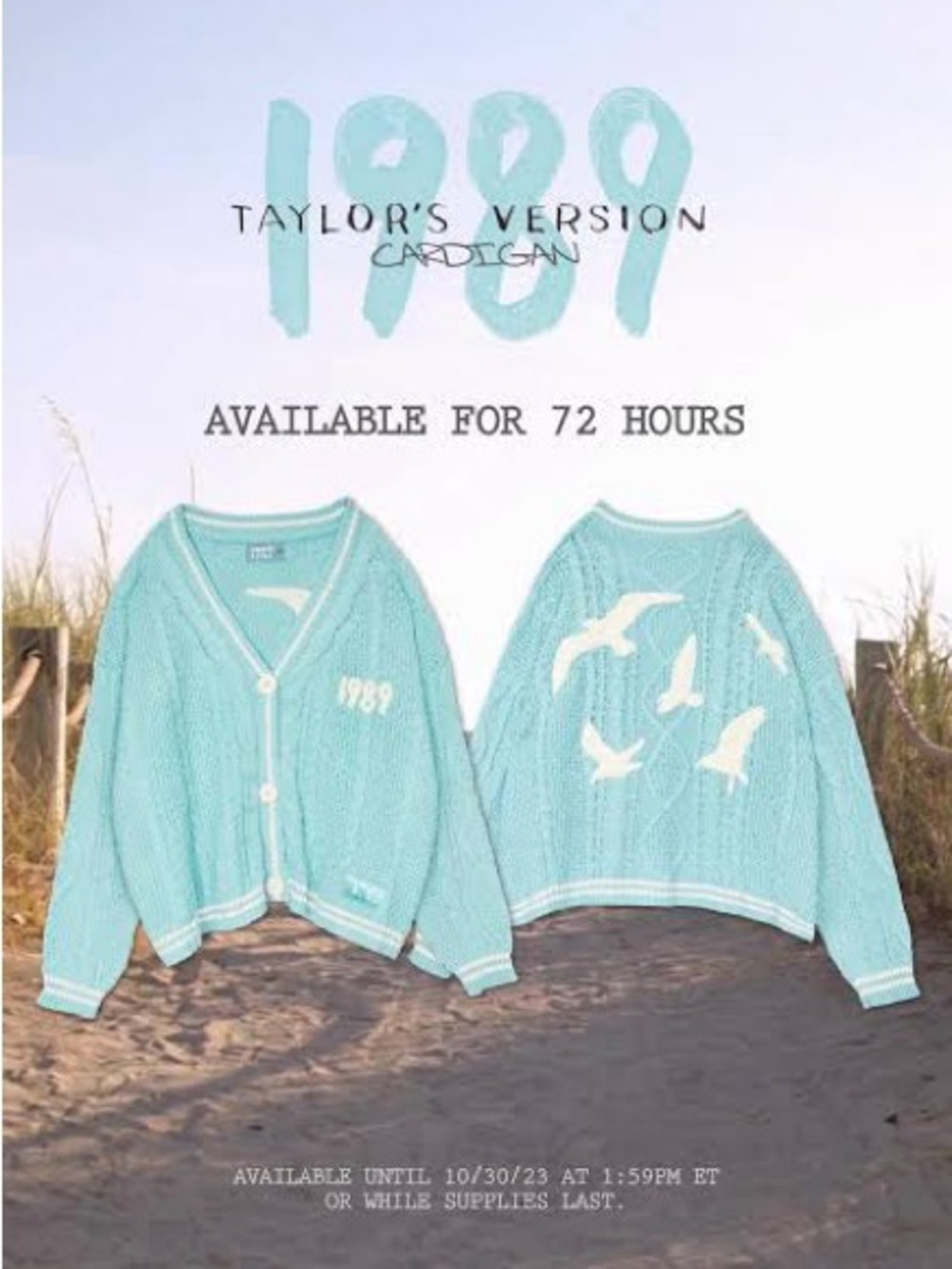 RARE Authentic Taylor Swift 1989 Taylors Version Cable Knit Cardigan Sweater.